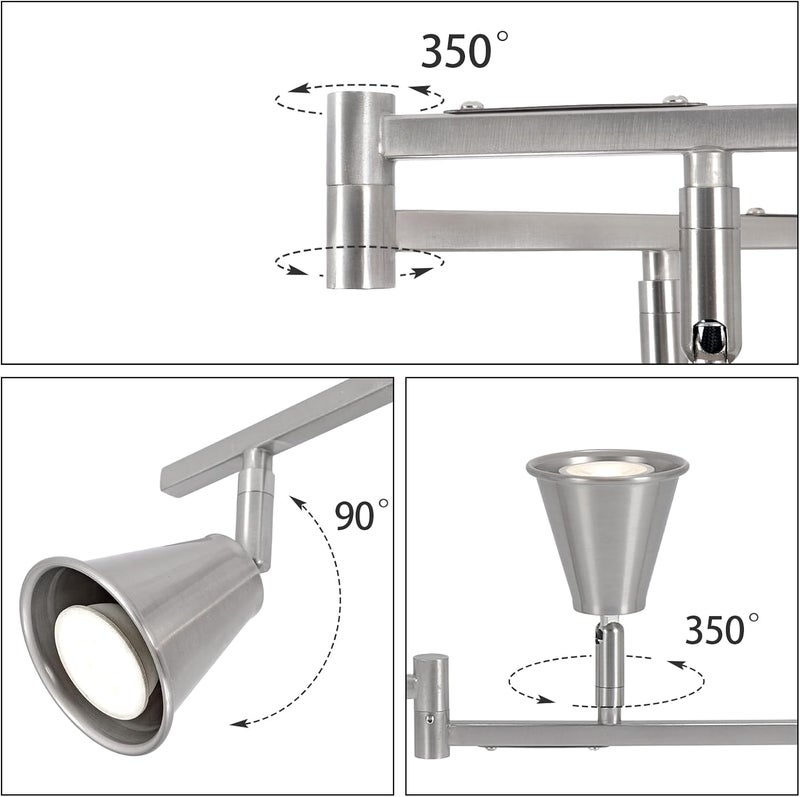 SEEBLEN 6-Light Modern Track Lighting Fixtures Ceiling, Flexible Foldable Arm and Rotatable Light Head,Black Kitchen Track Lighting for Kitchen Islands, Dining Rooms, Bars, Closets, Workbenches. - Image 4